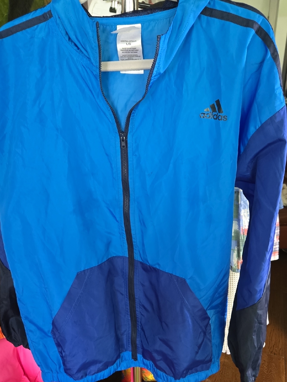 Adidas Blue Windbreaker Jacket 21 P 27 L